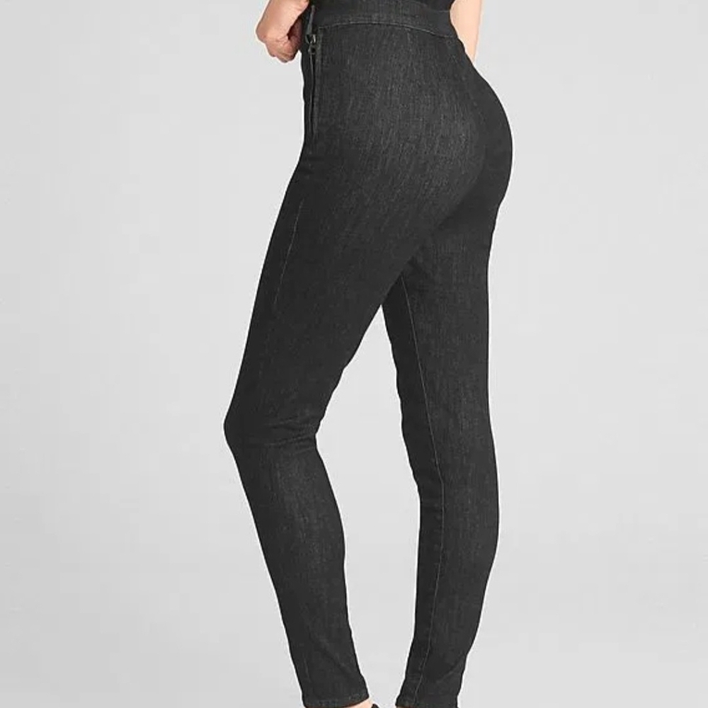 GAP Women's Sculpt High Rise True Skinny Ankle Black Side Zip No Pockets Jeans